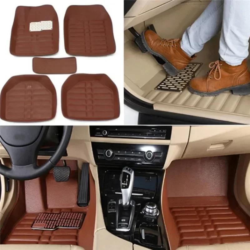 Car Floor Mats Universal Waterproof Leather - 5 pezzi Premium facile da pulire