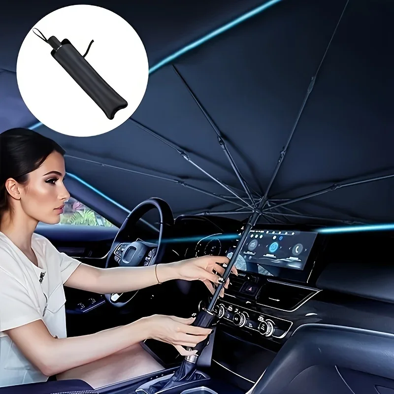 Car Sunshade Windshield Umbrella Foldable - Parasole per Parabrezza Auto, Ombrello Pieghevole