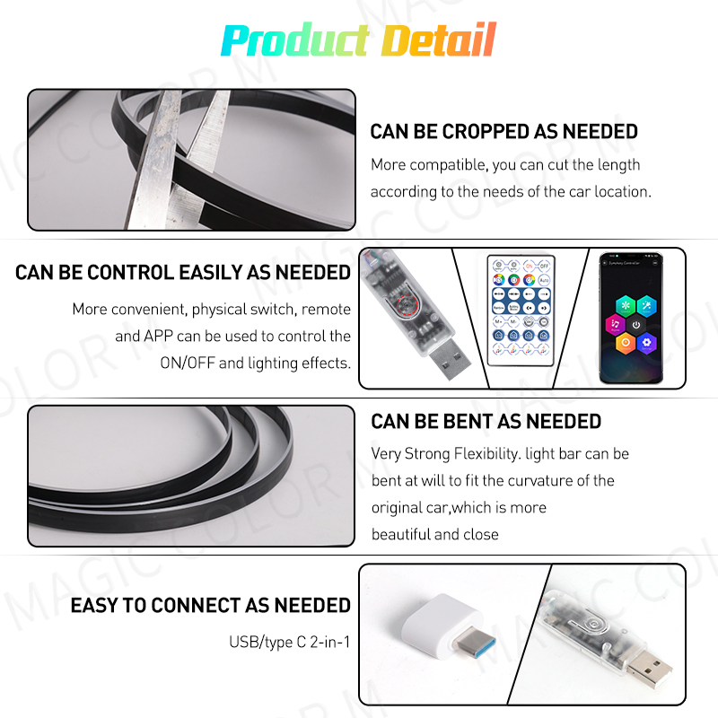 Vegetting 140cm Luci ambiental - Led Ambient Interior Car Lights App Control recensione e prezzo
