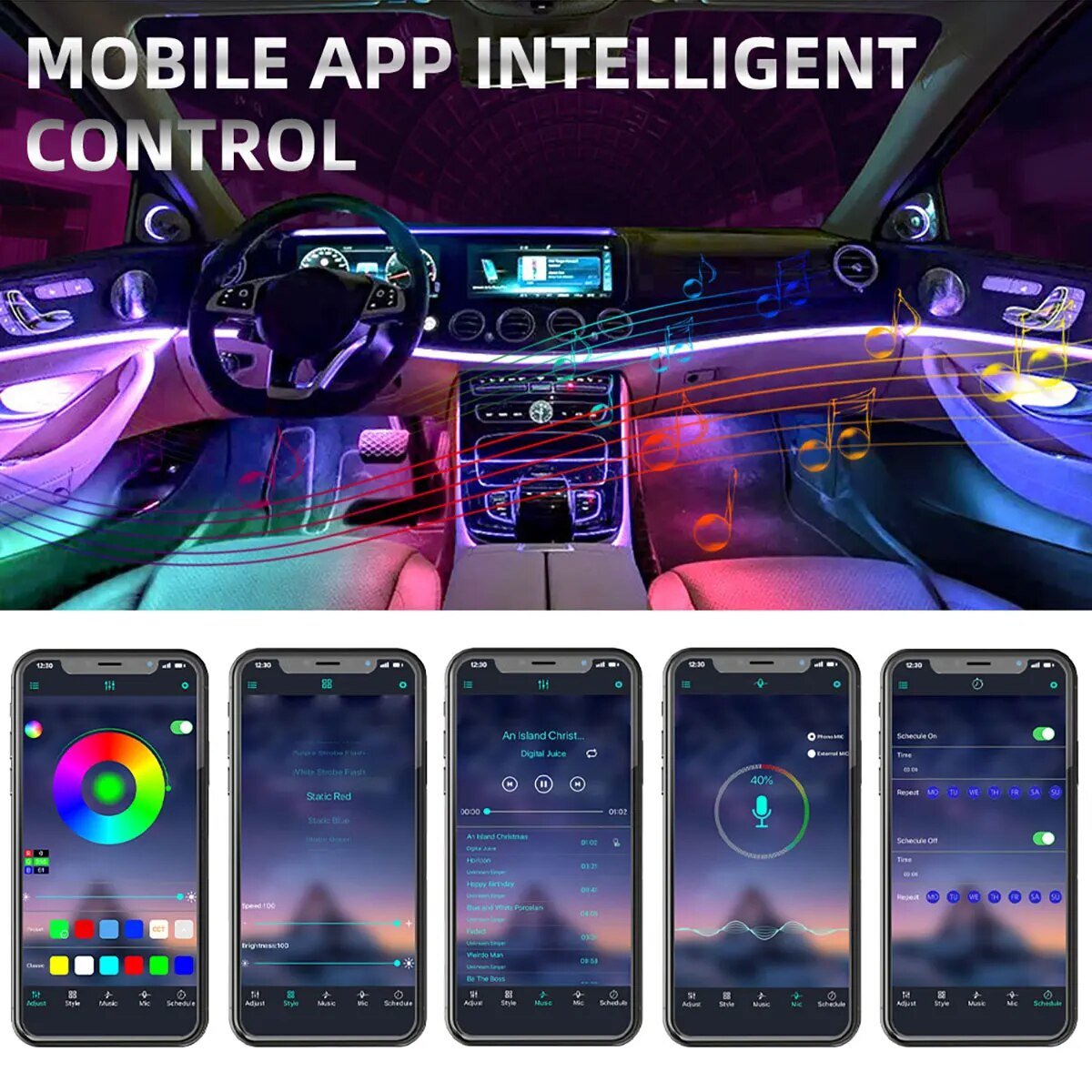 4 IN 1 6 IN 1 Symphony Car LED - Led Ambient Interior Car Lights App Control recensione e prezzo