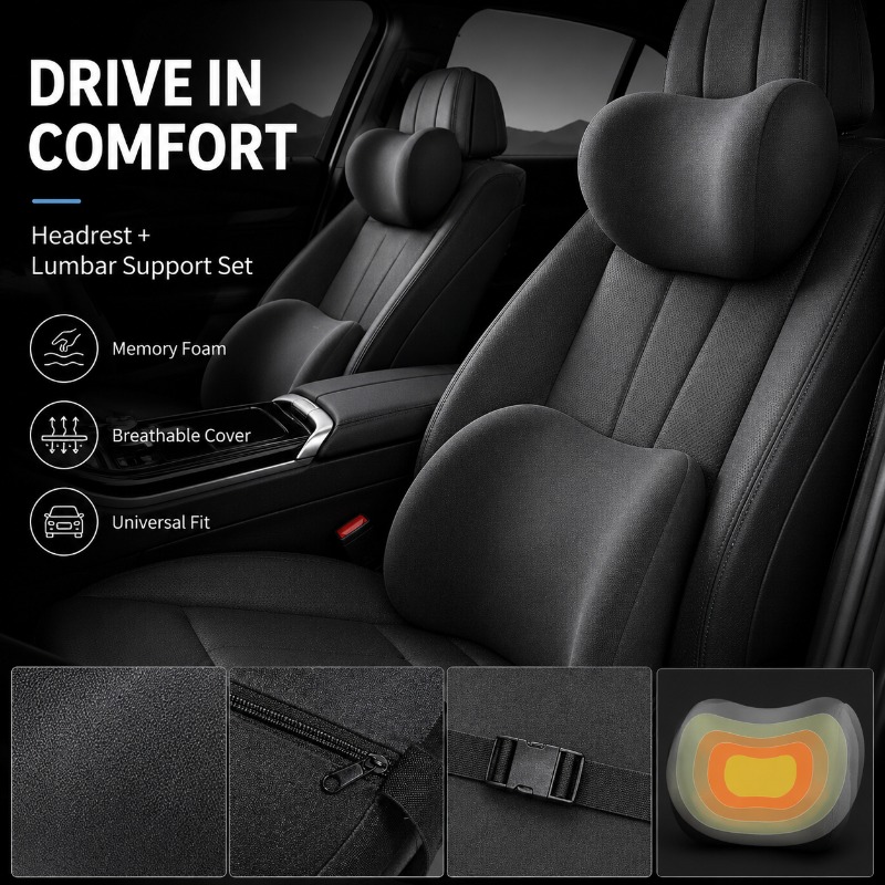 Set Cuscino Poggiatesta e Supp - Memory Foam Car Neck Pillow Lumbar Support recensione e prezzo