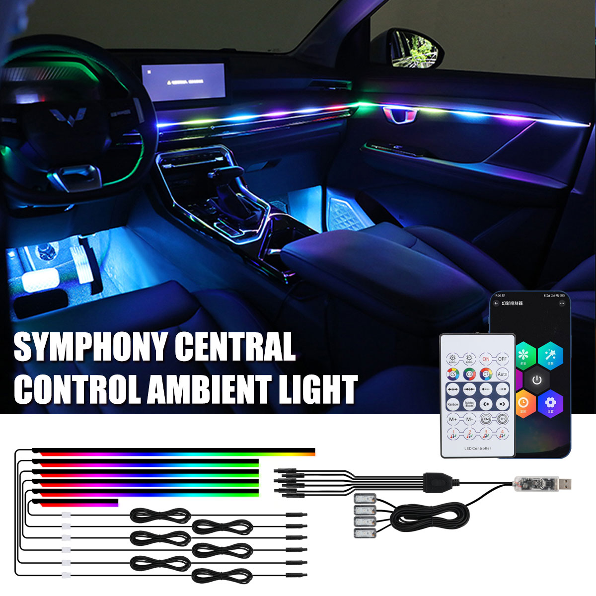 Luci ambientali per auto sinfo - Led Ambient Interior Car Lights App Control recensione e prezzo