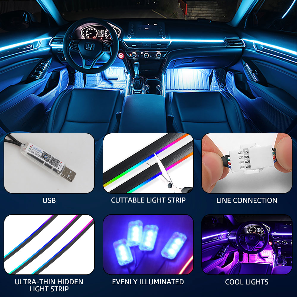 Luci ambientali per auto sinfo - Led Ambient Interior Car Lights App Control recensione e prezzo